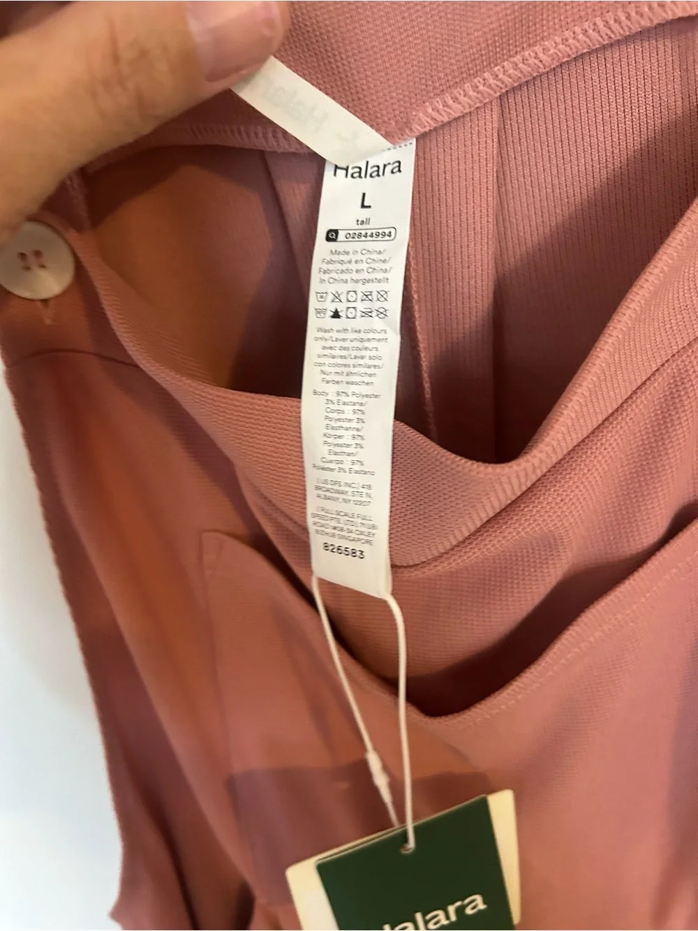 NWT Halara Large Waffle Casual Overalls Stretchy Rose Tan